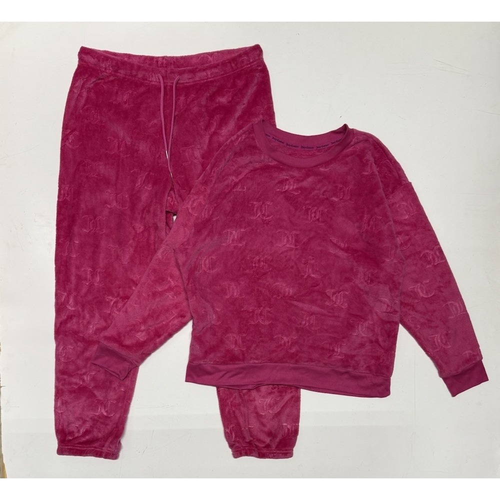 Juicy Couture JC Velour Sweat Suit Set Sleepwear Pajamas Women's Large‎
